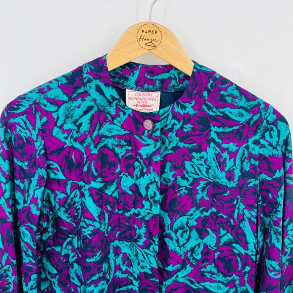 Vintage Pendleton Country Petite Sophisticates Floral Button Up Blouse, Size 4 - Picture 3 of 10